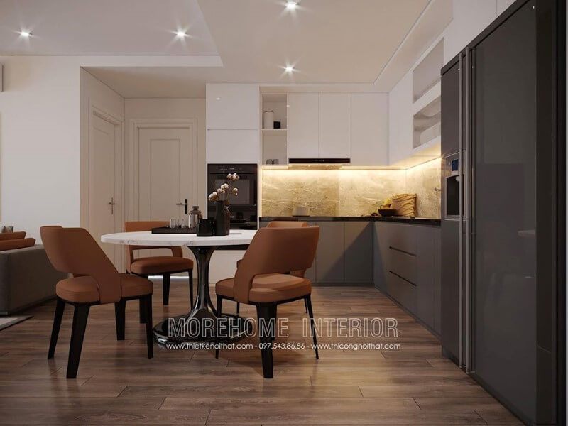 Màu vàng sắc sảo, tinh tế giúp phòng bếp trở nên sang trọng hơn, là lựa chọn hoàn hảo cho cuộc sống hiện đại.